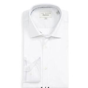 Ted Baker Mens Endurance London Caramor Solid Cotton Dress White Shirt Size 16